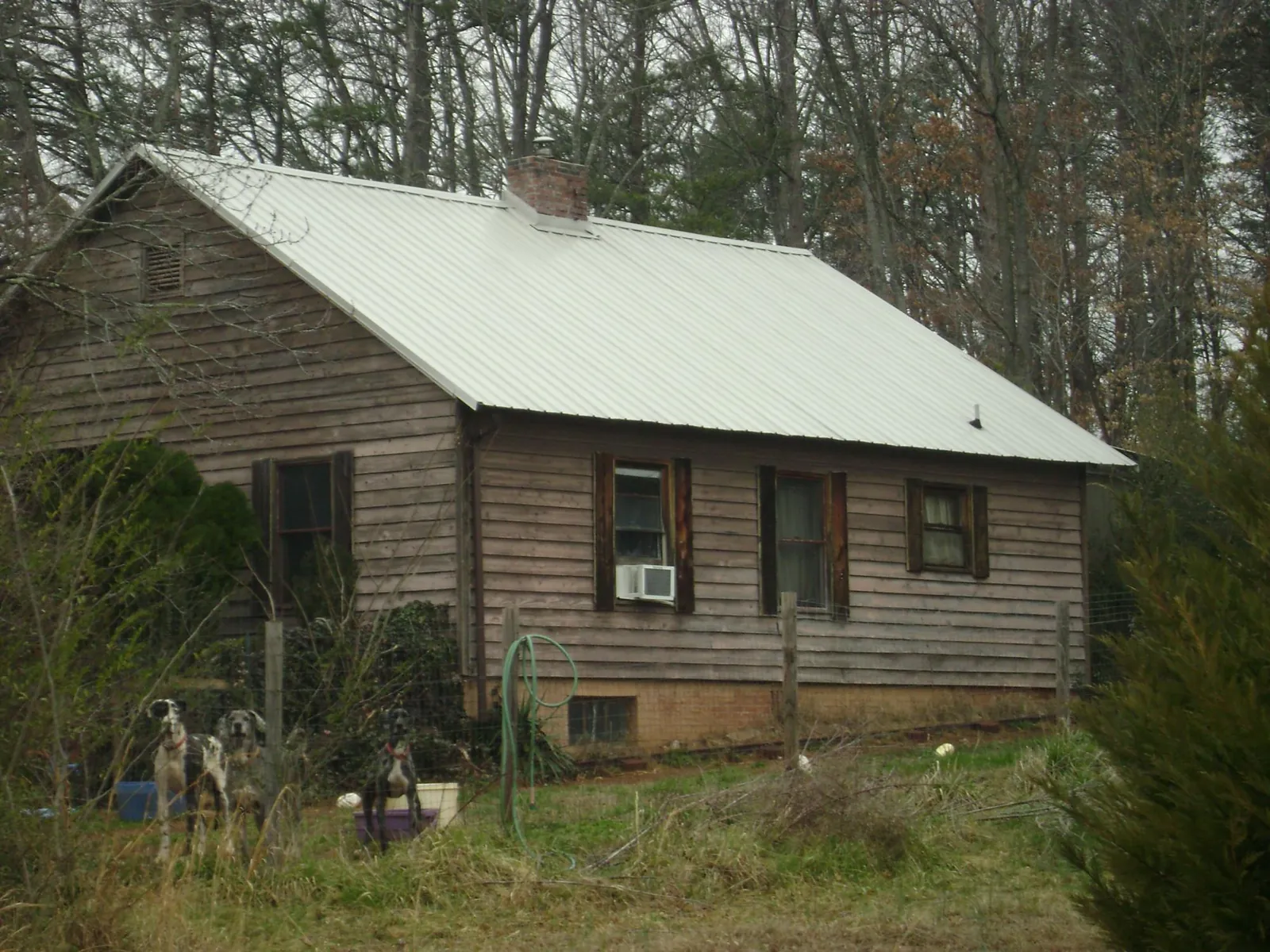 White metal roof on an old wood sided farmhouse, from a Asphalt Shingle Roof Repair job in South Barre